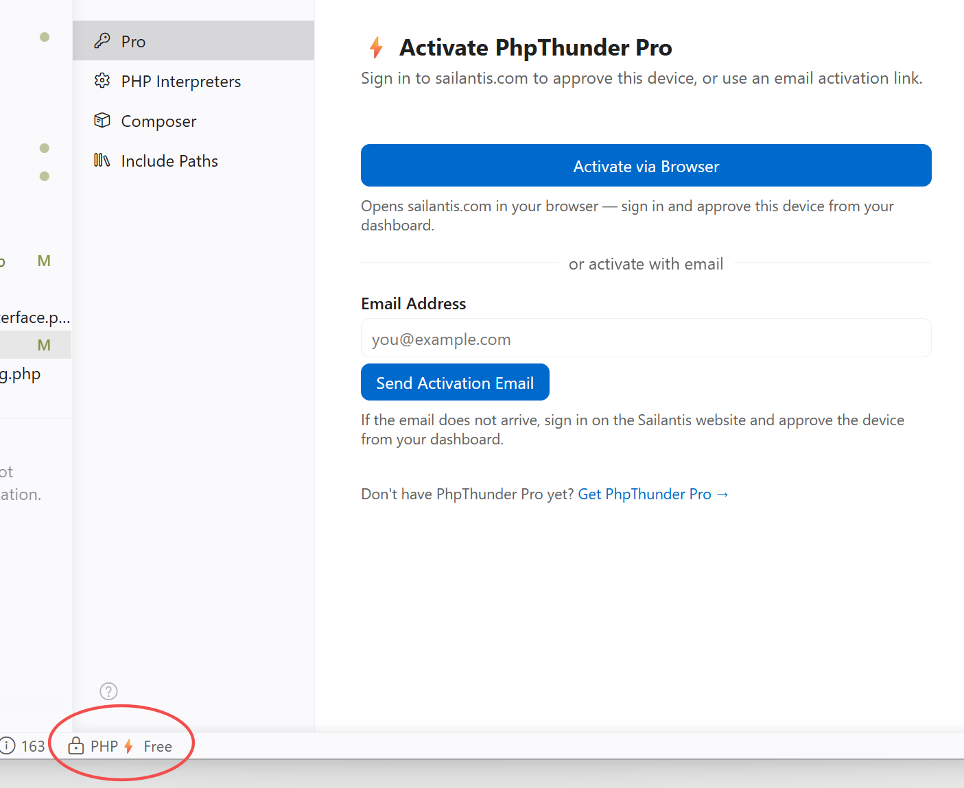 License activation in VS Code