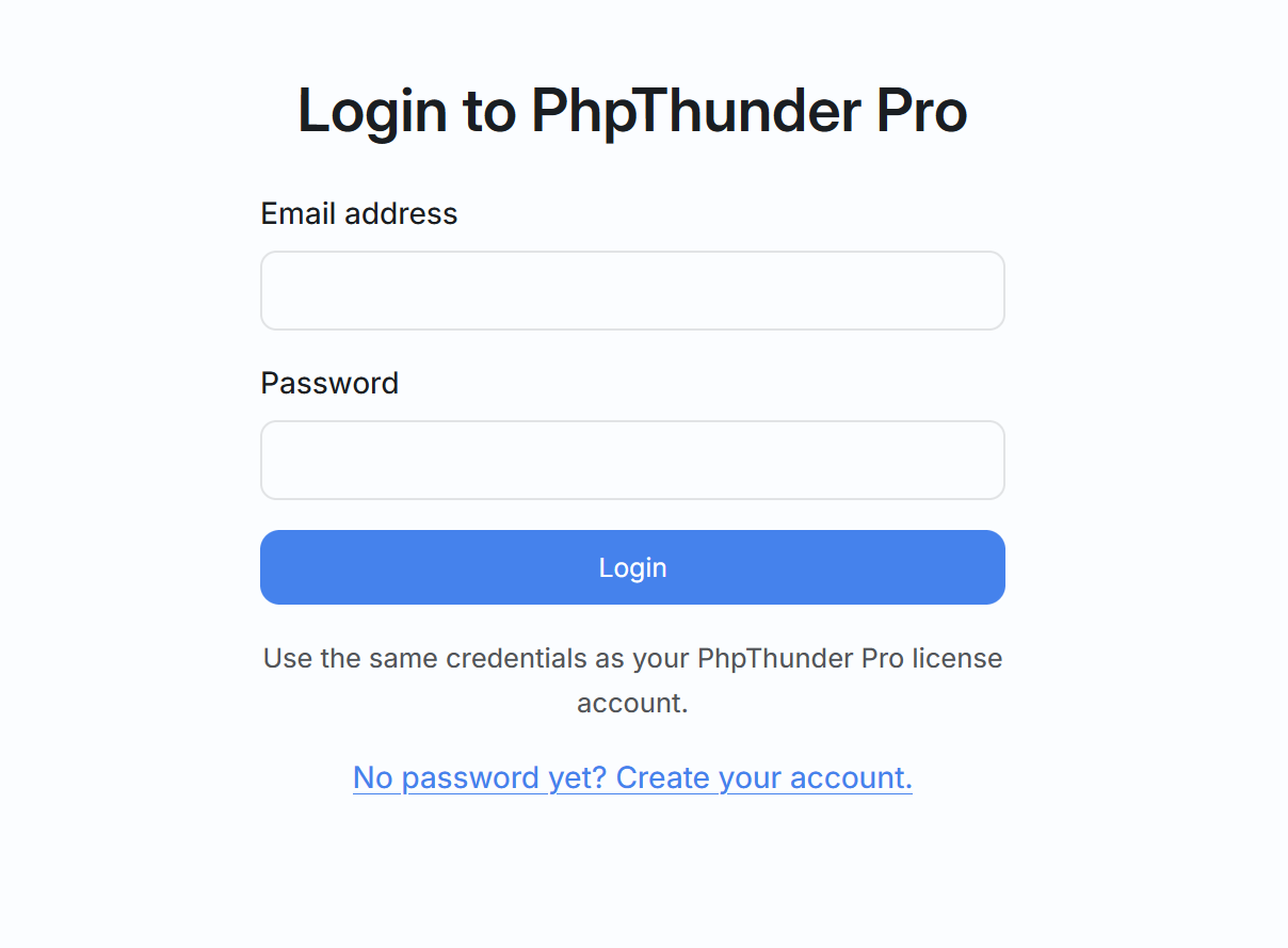 Login page
