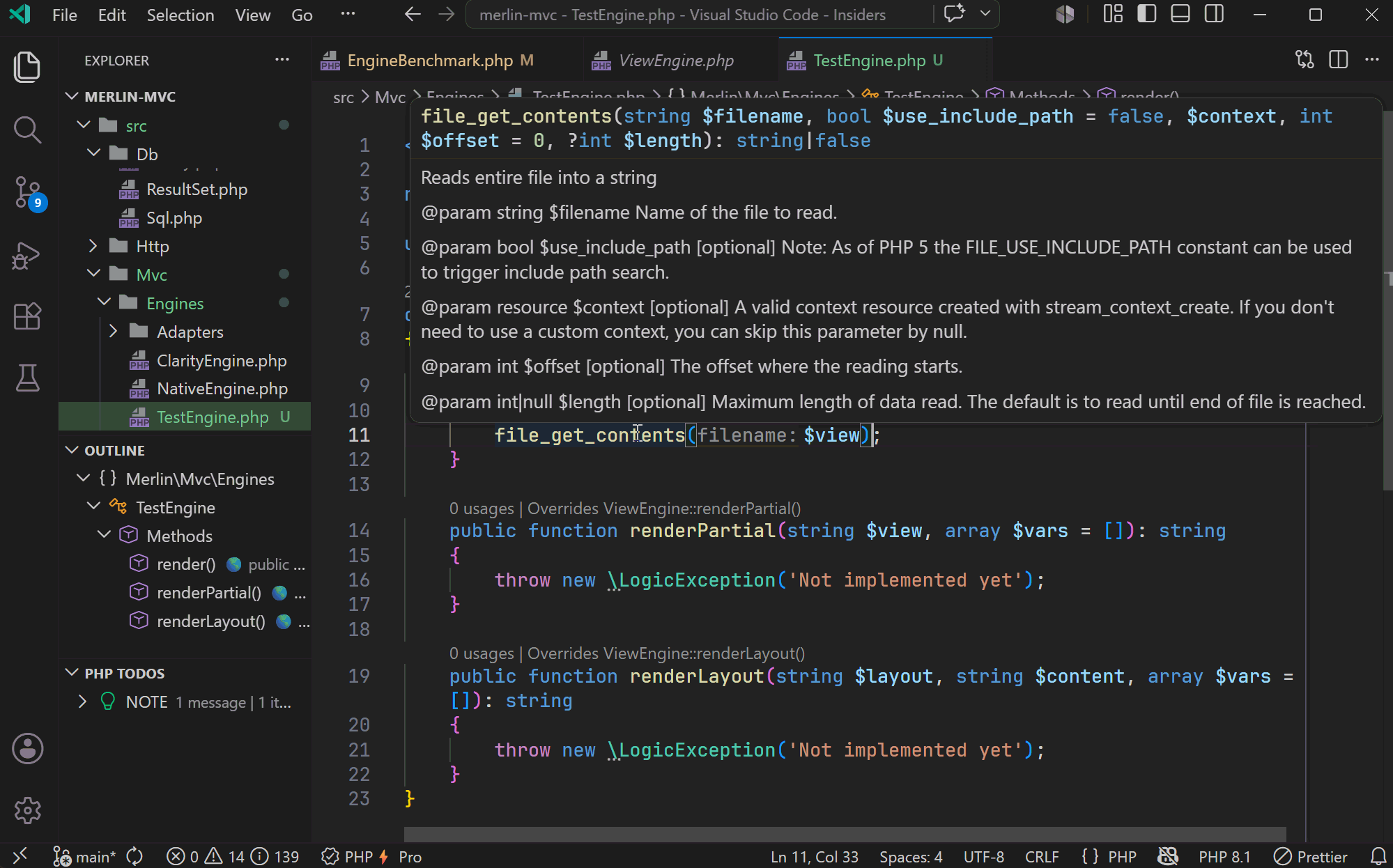 Hover documentation on a method
